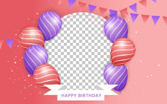 Birthday greeting text vector design. Happy birthday typography in with air balloon