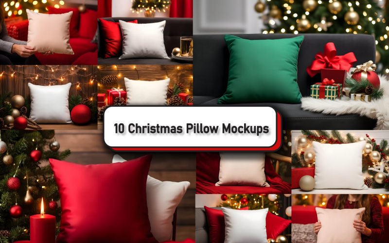 Cozy Christmas Pillow Mockup Bundle Product Mockup