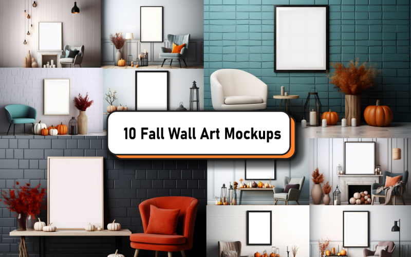Fall Autumn Wall Art Mockup Bundle Product Mockup