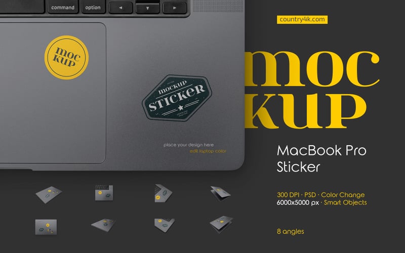 MacBook Pro Sticker Mockup Set Product Mockup