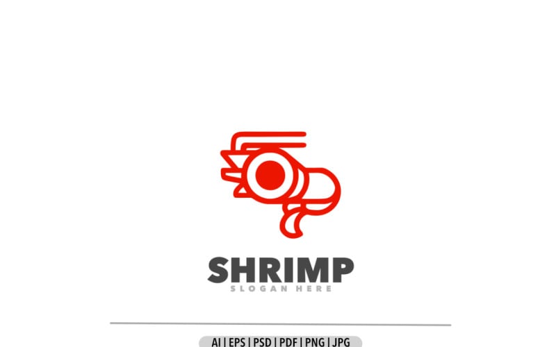 Shrimp red line logo template Logo Template
