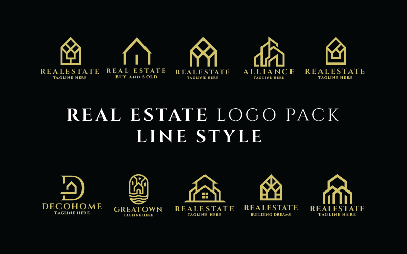 Real Estate Logo Pack Line Style Logo Template