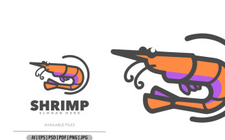 Shrimp line funny logo design template