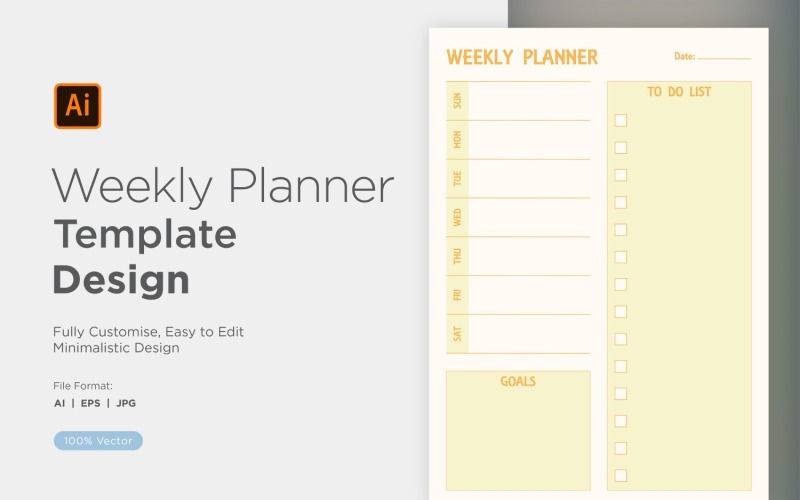 Weekly Planner Sheet Design - 02 Vector Graphic