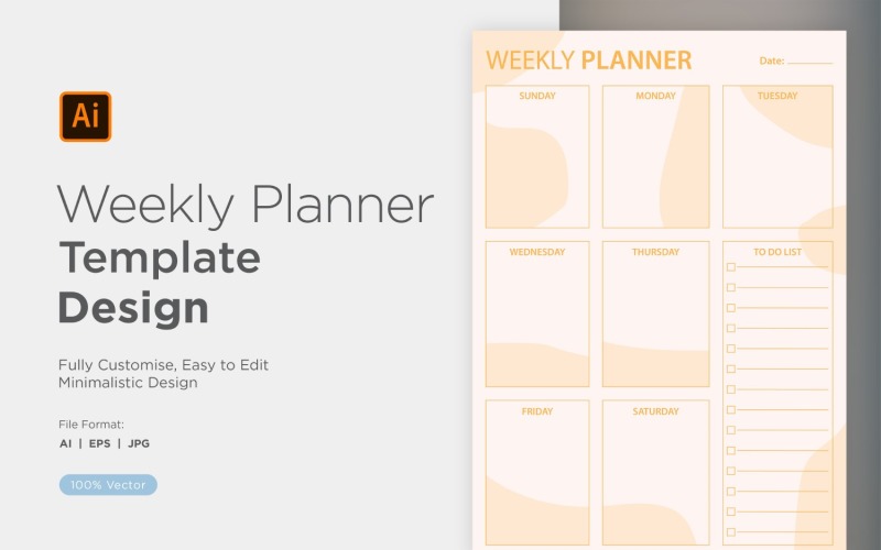Weekly Planner Sheet Design - 03 Vector Graphic
