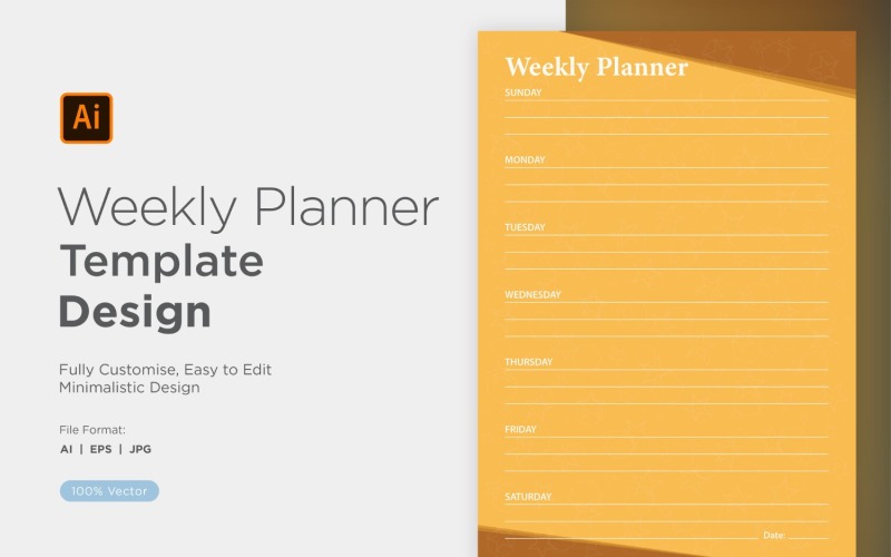 Weekly Planner Sheet Design - 04 Vector Graphic
