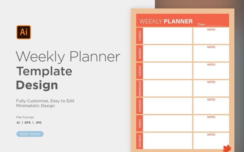 Weekly Planner Sheet Design - 05 Vector Graphic