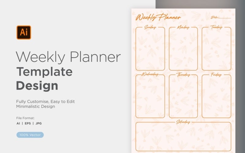 Weekly Planner Sheet Design - 08 Vector Graphic