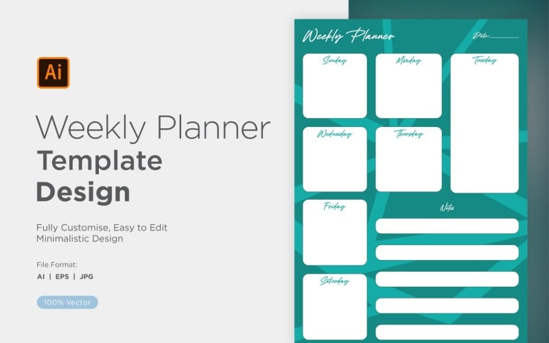 Weekly Planner Sheet Design - 10 Vector Graphic