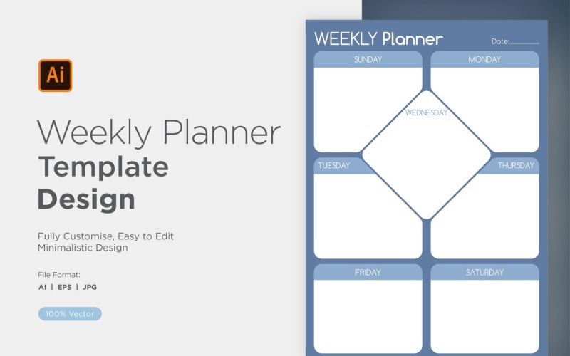 Weekly Planner Sheet Design - 20 Vector Graphic