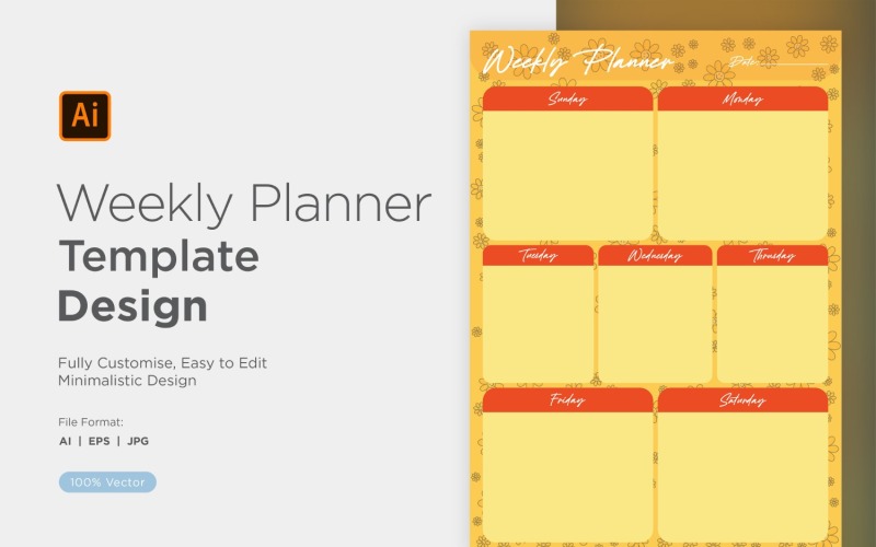Weekly Planner Sheet Design - 24 Vector Graphic