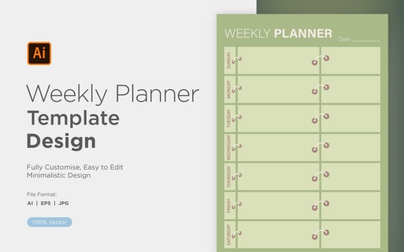 Weekly Planner Sheet Design - 26 Vector Graphic
