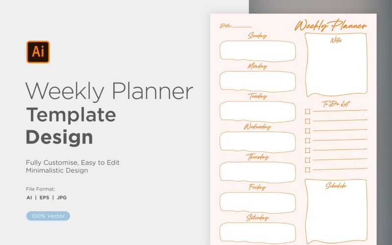 Weekly Planner Sheet Design - 28 Vector Graphic