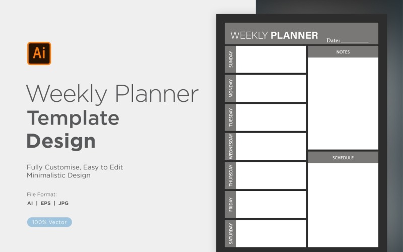 Weekly Planner Sheet Design - 30 Vector Graphic