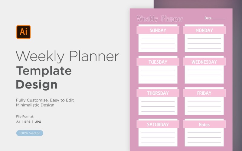 Weekly Planner Sheet Design - 34 Vector Graphic