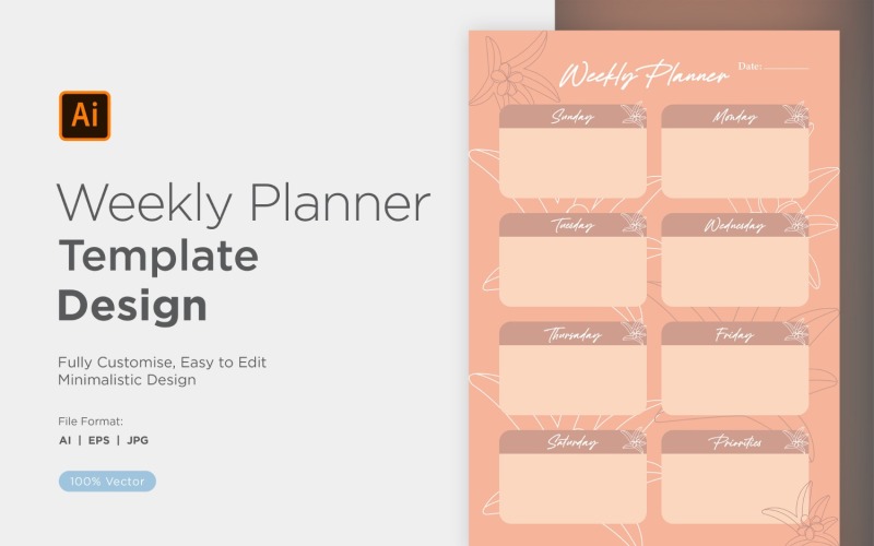 Weekly Planner Sheet Design - 39 Vector Graphic