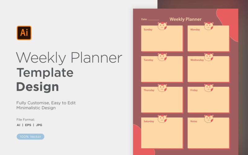 Weekly Planner Sheet Design - 41 Vector Graphic