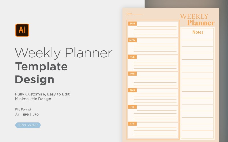 Weekly Planner Sheet Design - 42 Vector Graphic