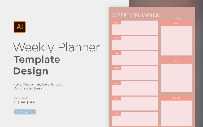 Weekly Planner Sheet Design - 43 Vector Graphic