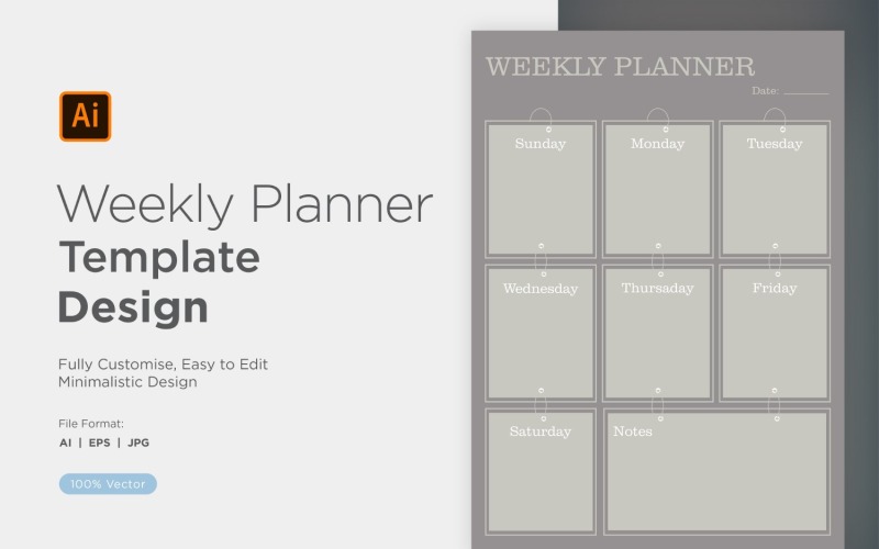 Weekly Planner Sheet Design - 46 Vector Graphic