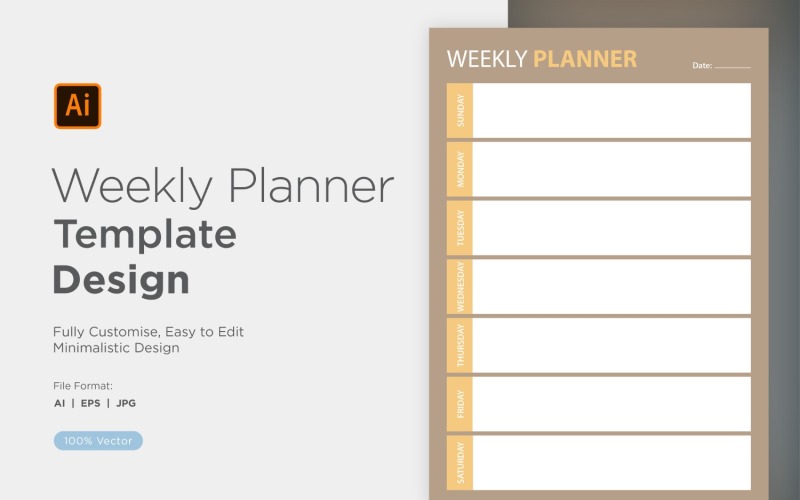 Weekly Planner Sheet Design - 48 Vector Graphic
