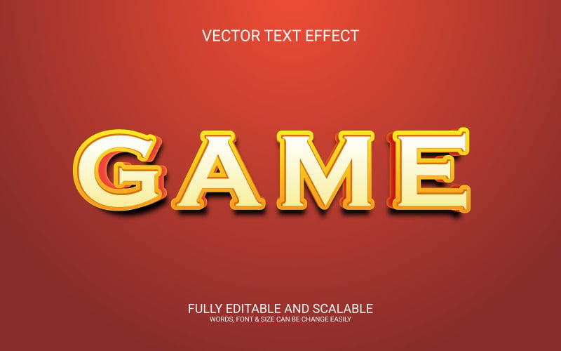 Game editable 3d text effect design template Illustration