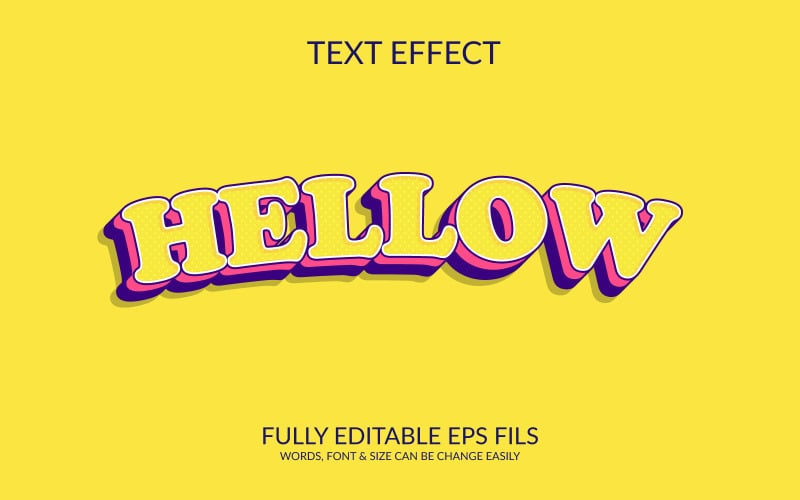 Hello 3d text effect design template Illustration