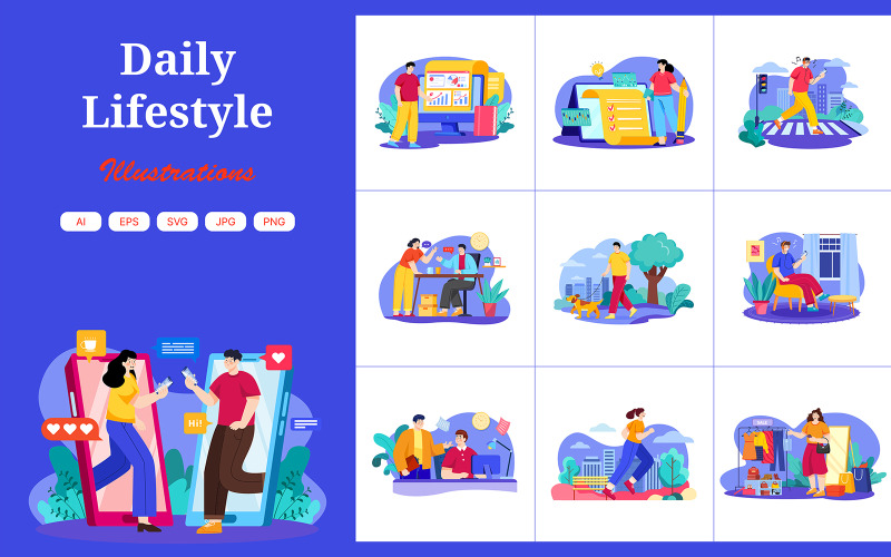 M496_ Daily Lifestyle Illustration Pack