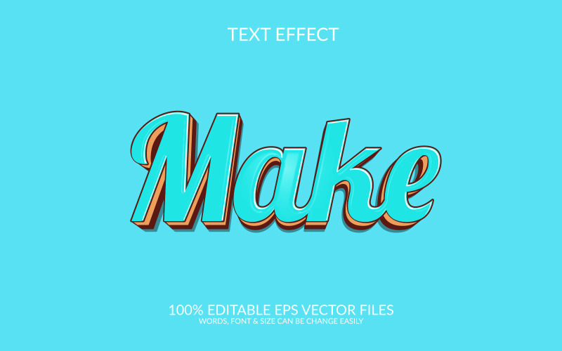 Make 3D Editable Vector Eps Text Effect Template Illustration