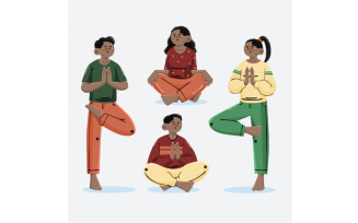 Organic Flat People Meditating Illustration