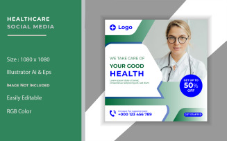 Healthcare social media post template design