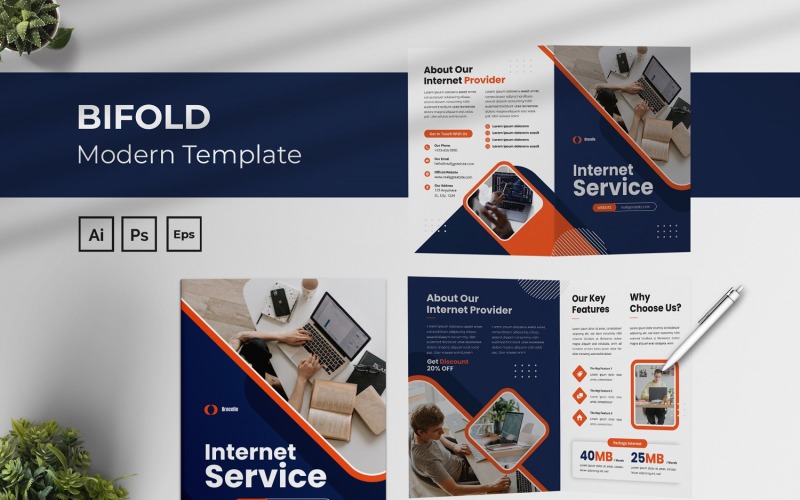 Internet Service Bifold Brochure Corporate Identity