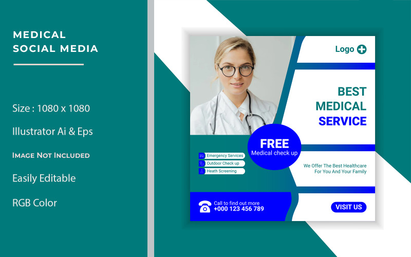 Medical social media and Instagram post template design Social Media