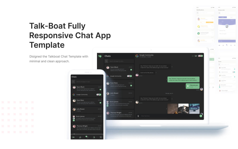 Talkbot - React and Html Bootstrap Chat App Template Website Template