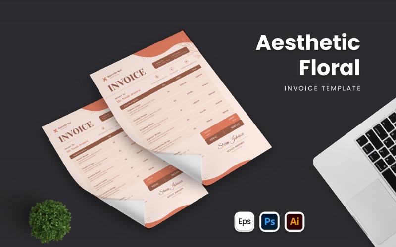 Aesthetic Floral Invoice Template Corporate Identity