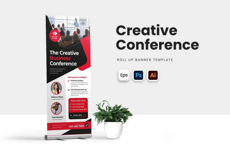 Creative Conference Roll Up Banner Corporate Identity