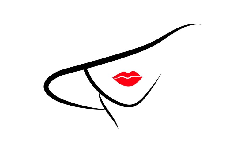 Creative hat Girl with Red Lips Logo Design Logo Template