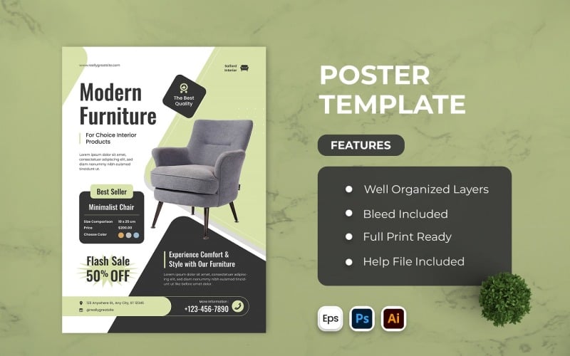 Modern Furniture Poster Template Corporate Identity
