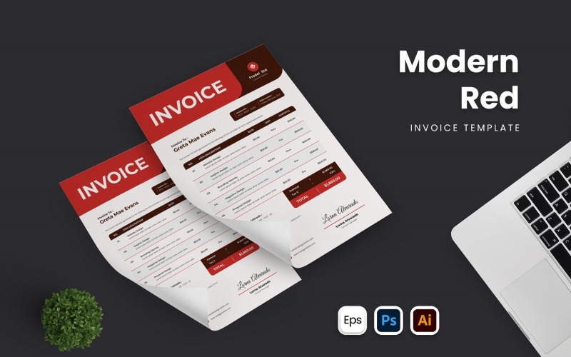 Modern Red Invoice Template Corporate Identity