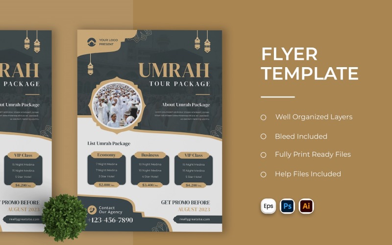 Modern Umroh Tour Package Flyer Corporate Identity