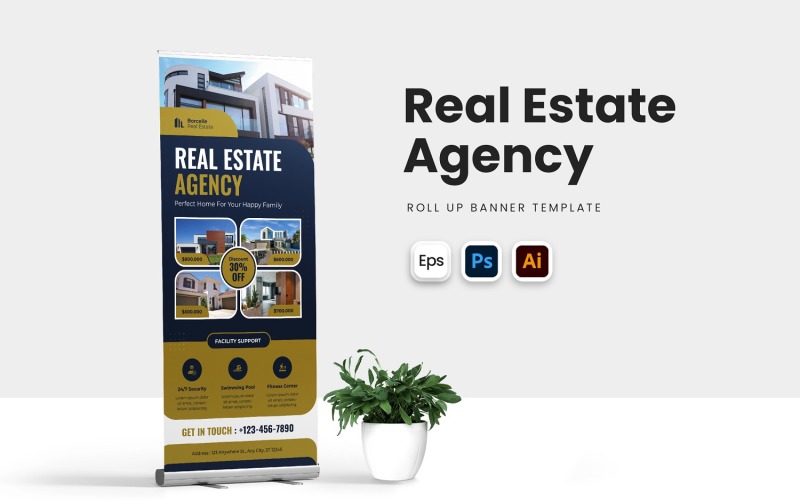 Real Estate Agency Roll Up Banner Template Corporate Identity