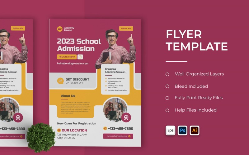 2023 School Admission Flyer Template Corporate Identity