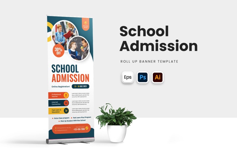 School Admission Roll Up Banner Corporate Identity