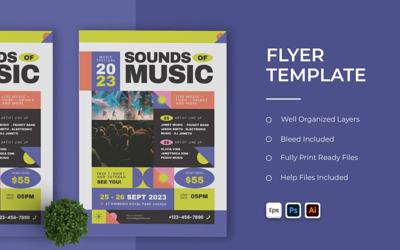 Sound Of Music Festival Flyer Corporate Identity
