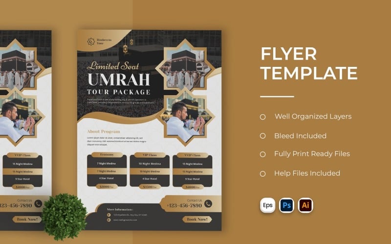 Umroh Tour Package Flyer Template Corporate Identity