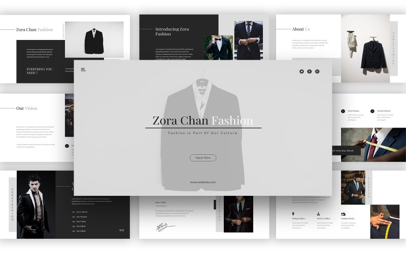 Zora Chan Man Fashion Powerpoint Template PowerPoint Template