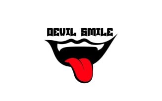 Creative Devil Smile Logo with Sharp Teeth with Red tongue