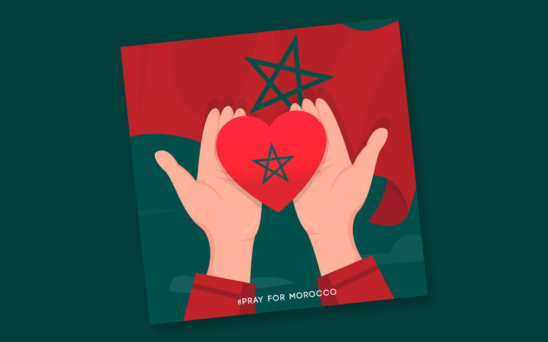 Pray for Morocco. Template for Condolences on Social Media