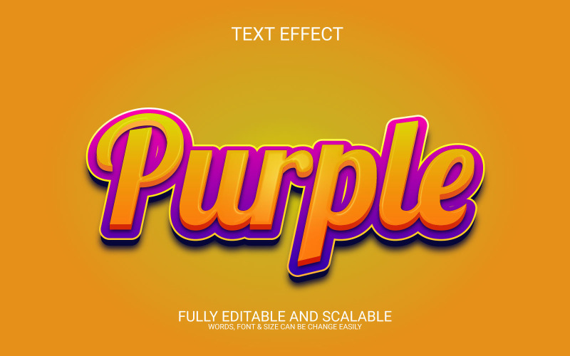 Purple 3D Editable Vector Eps Text Effect Illustration