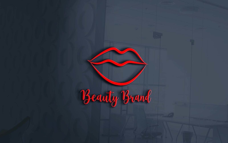 Red Lips Cosmetics Brand Logo design Logo Template